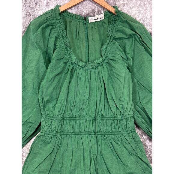 The Great Dress 1 / US Small Womens Green Gauze Puff Sleeve Midi - Picture 2 of 9